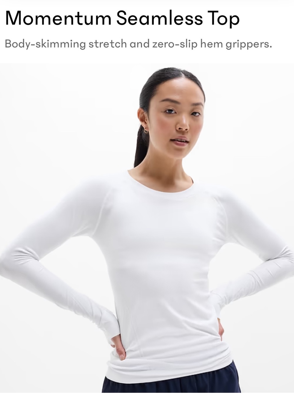 Athleta Momentum Seamless Long Sleeve Top - White Size XS